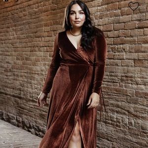 Beautiful Baltic Born velvet wrap dress in bronze